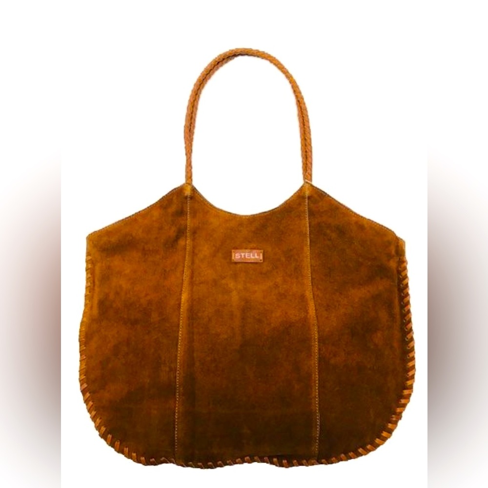Brown leather tote bag